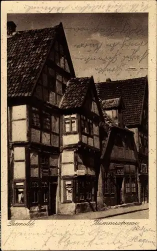 Ak Detmold in Nordrhein Westfalen, Krummestraße, alte Fachwerkhäuser