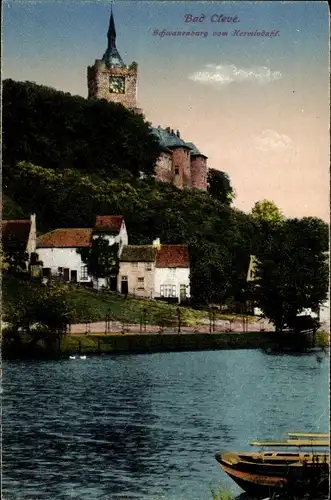 Ak Kleve am Niederrhein, Schwanenburg, Kermisdahl, Boote