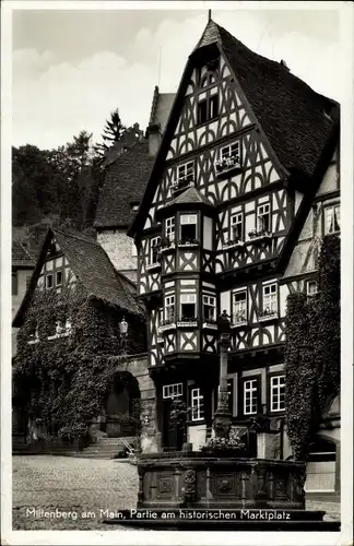 Ak Miltenberg am Main in Unterfranken, historischer Marktplatz