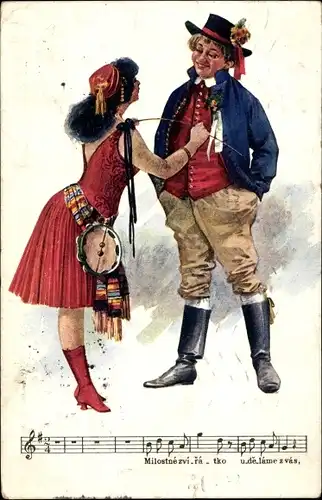 Lied Ak Paar in tschechischer Tracht