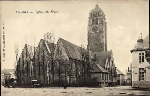 Ak Tournai Wallonie Hennegau, St.-Brice-Kirche