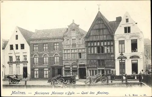 Ak Mechelen Mechelen Mechelen Flandern Antwerpen, Alte Häuser am Dyle, Quai des Avoines
