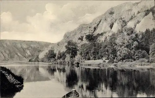 Ak Waulsort Hastière Wallonien Namur, Maas und die Felsen