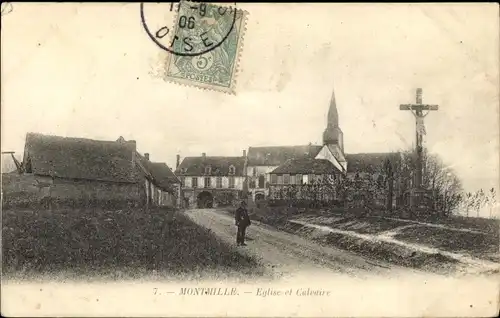 Ak Montmille Oise, Kirche, Kalvarie