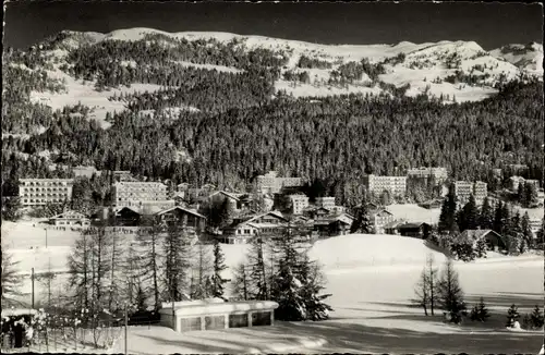 Ak Crans sur Sierre Montana Kanton Wallis, Winterlandschaft, Hotels Rhodania, Bristol, Royal, Savoy