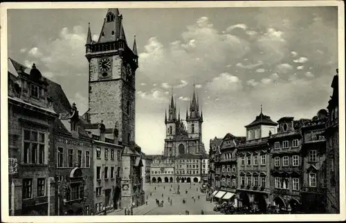 Ak Praha Prag Tschechien, Altstädter Ringplatz mit Rathaus