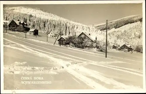 Ak Černá Hora Schwarzenberg Südmähren, Winterlandschaft