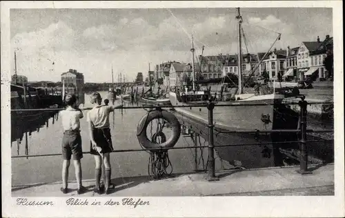 Ak Husum in Nordfriesland, Blick in den Hafen