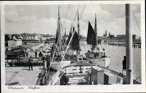 Ak Husum in Nordfriesland, Blick in den Hafen