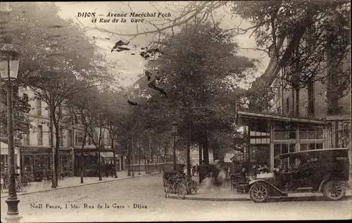 Ak Dijon Côte d'Or, Avenue Marechal Foch, Rue de la Gare