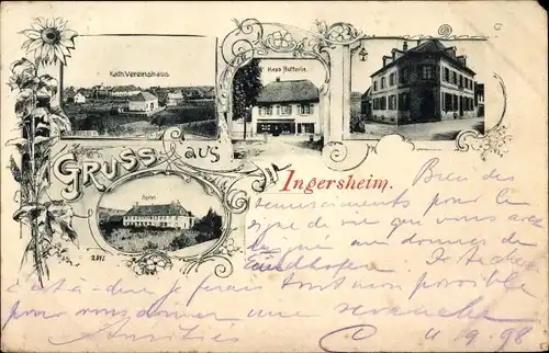 Ak Ingersheim am Neckar, Katholisches Vereinshaus, Geschäft