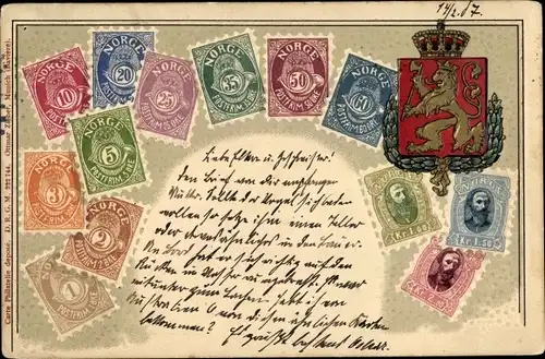 Präge Briefmarken Wappen Litho Norwegen