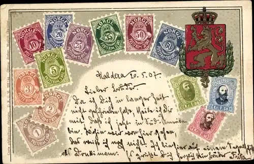Präge Briefmarken Wappen Litho Norwegen