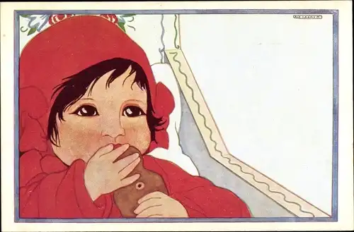 Künstler Ak Cramer, Rie, Rotkäppchen, Mädchen