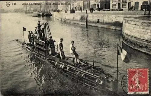 Ak Dunkerque Dünkirchen Nord, Französisches U Boot, Meduse