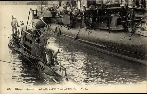 Ak Dunkerque Dünkirchen Nord, Französisches U Boot, Le Ludion