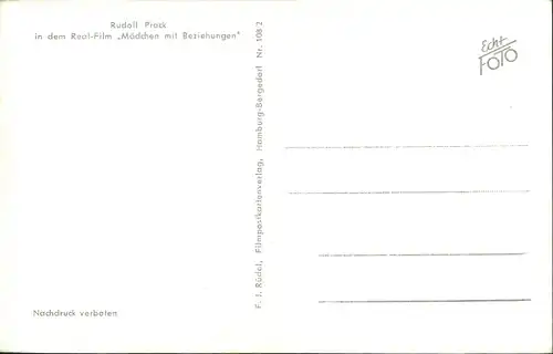 Ak Schauspieler Rudolf Prack, Mädchen mit Beziehungen, Portrait