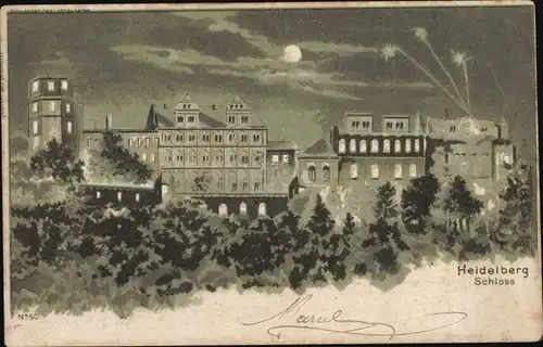 Halt gegen das Licht Ak Heidelberg am Neckar, Schloss