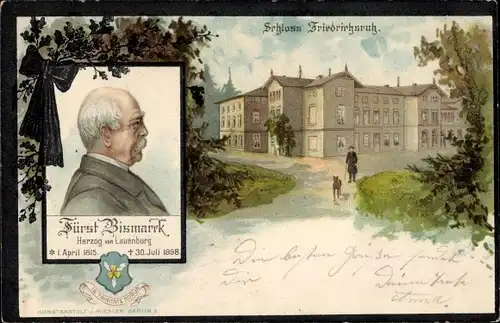 Litho Friedrichsruh Aumühle Niedersachsen, Otto von Bismarck, Herzog zu Lauenburg, Bundeskanzler