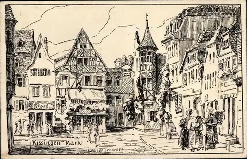 Künstler Ak Springer, E., Bad Kissingen Unterfranken Bayern, Markt
