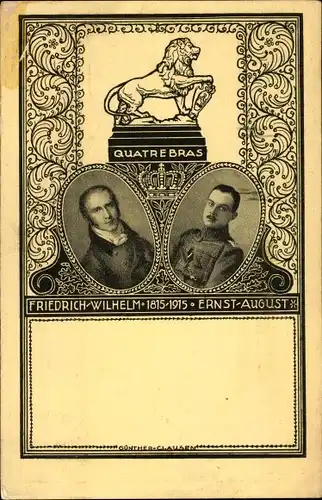 Ak Friedrich Wilhelm und Ernst August von Braunschweig, Portrait, Löwe