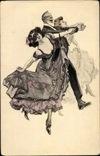 Ak Simplicissimus Karte Serie IX Nr 4, Tänzer, Tanzende Menschen