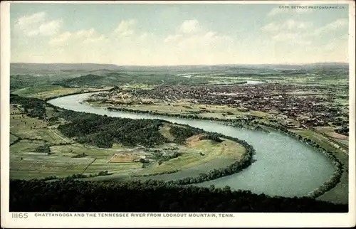 Ak Lookout Mountain Tennessee USA, Chattanooga und der Tennessee River