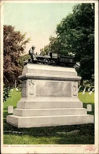 Ak Chattanooga Tennessee USA, Denkmal für Andrews Raiders, Nationalfriedhof