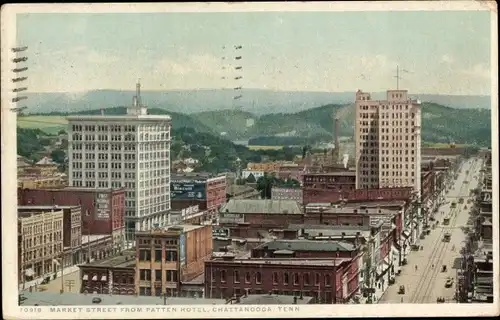 Ak Chattanooga Tennessee USA, Market Street vom Patten Hotel