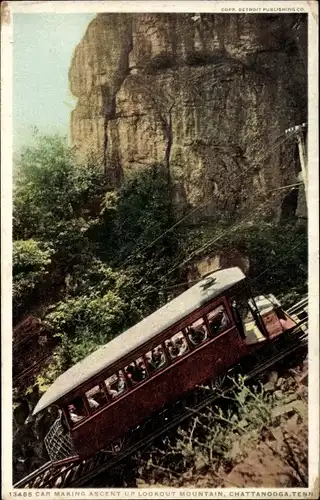 Ak Chattanooga Tennessee USA, Autobau beim Aufstieg auf den Lookout Mountain