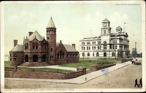 Ak Memphis Tennessee USA, Cossitt Bibliothek und Postamt