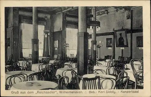 Ak Wilhelmshaven in Niedersachsen, Restaurant Reichsadler, Konzertsaal