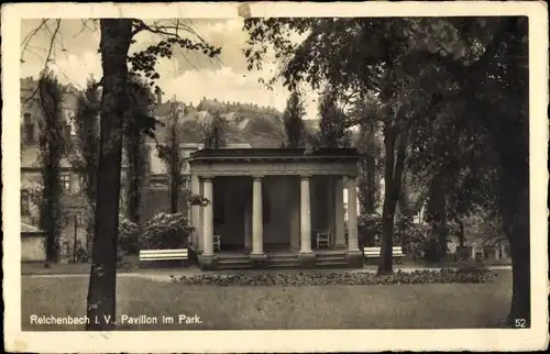 Ak Reichenbach im Vogtland, Pavillon im Park