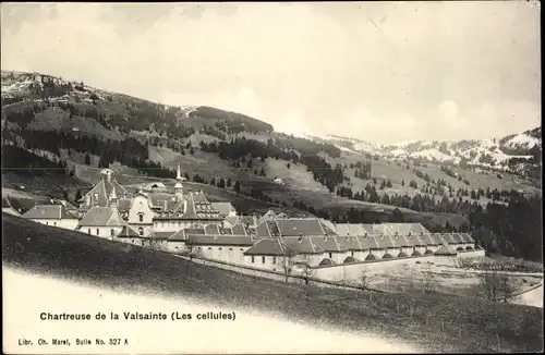Ak Val de Charmey Kanton Freiburg, Kloster Chartreuse de la Valsainte, les cellules