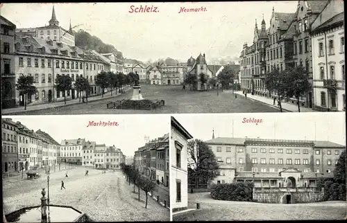 Ak Schleiz im Vogtland Thüringen, Neumarkt, Marktplatz, Schloss