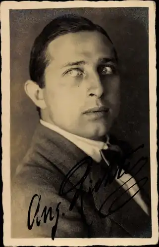 Foto Ak August Richter, Schauspieler Düsseldorf 1919, Portrait, Autogramm