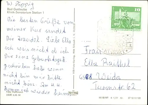 Ak Bad Gottleuba in Sachsen, Klinik-Sanatorium, Station 1