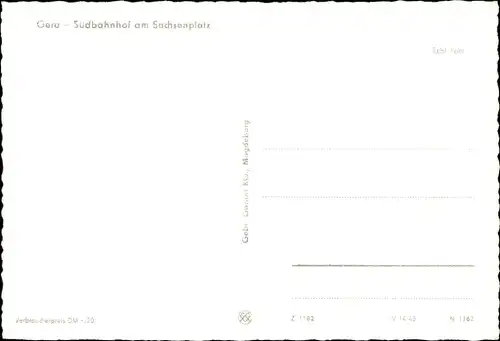 Ak Gera in Thüringen, Südbahnhof am Sachsenplatz