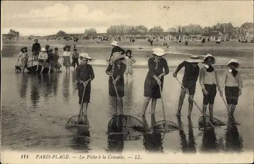 Ak Le Touquet Paris Plage Pas de Calais, Garnelenfischen