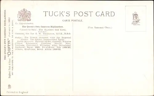 Künstler Ak Payne, Harry, Cameron Highlanders, Drummer, Bandsman and Piper, Review order, Tuck 9883