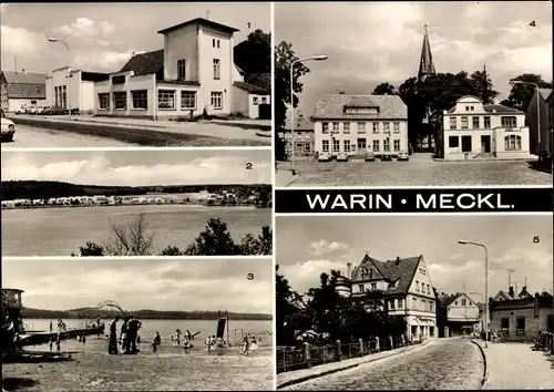 Ak Warin in Mecklenburg, HO Gaststätte, Glammsee, Bad, Rathaus, HO Kaufhaus