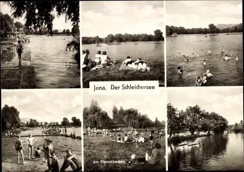 Ak Jena in Thüringen, Schleichersee, Planschbecken, Badegäste