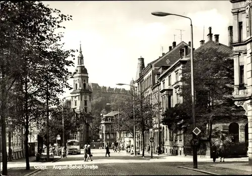 Ak Greiz im Vogtland, August Bebel Straße