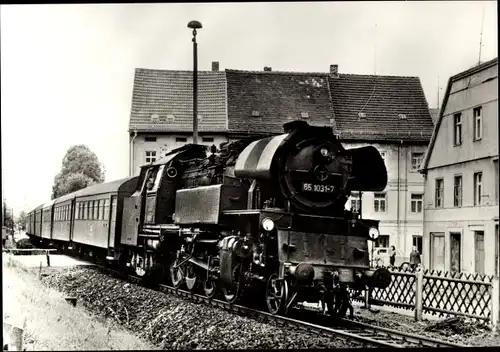 Ak Schmölln in Thüringen, Dampflokomotive 65 1031 mit P 6051, Sommer 1977