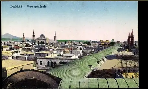 Ak Damaskus Syrien, Gesamtansicht, Moschee, Minarett