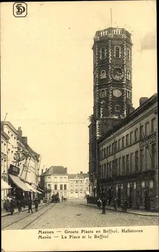 Ak Menin Menin Meenen Lys Westflandern, Platz, Glockenturm