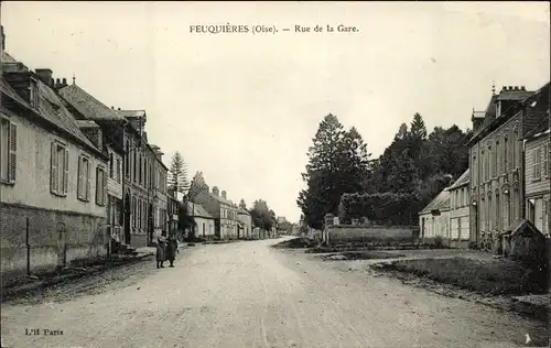 Ak Feuquieres Oise, Rue de la Gare