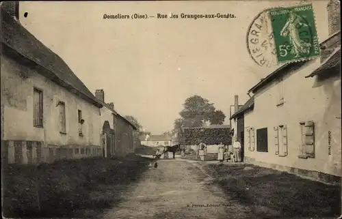 Ak Domeliers Oise, Rue des Granges in Les Genets