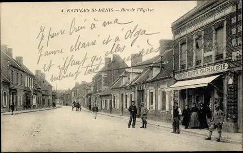 Ak Estrées Saint Denis Oise, Church Street