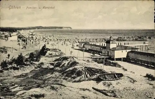 Ak Ostseebad Göhren auf Rügen, Strand, Familienbad, Herrenbad